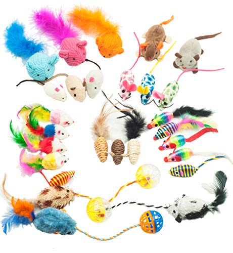 Fashion's Talk Mouse Cat Toys Mixed Bag 27 Assorted Mice Toy for Cats Kitten Catnip,Feather,Furry,Rattle,Plush,Interactive Kitty Toys