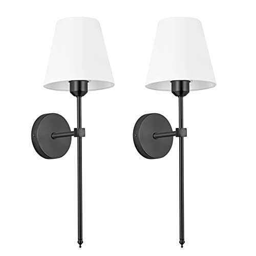 Wall Sconces Battery Operated Wall Lights Set Of 2, No Wiring Required For Installation Sconces,Remote Control Wall Light Dimmable, Farmhouse Wall Lamp For Bedroom Mirror Living Room ( Color : Black )