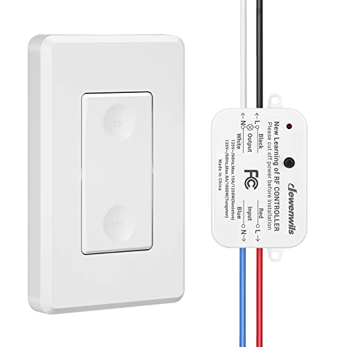 DEWENWILS Wireless Light Switch and Receiver Kit, No in-Wall Wiring Required,Remote Control Wall Switch Lighting Fixture for Ceiling Lights, Fans, Lamps,100 Ft RF Range, Programmable