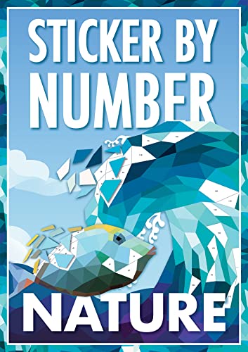 Sticker by Number Nature - 12 Designs Including Mountains, Waves, Flowers, Fish, Frogs, Birds, Dragonfly & More