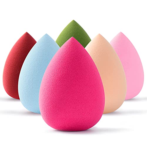 6-Piece Makeup Sponge Set, ZERNBER Foundation Blending Beauty Sponge for Flawless Liquid, Cream and Powder, Multi-Colored Makeup Sponges