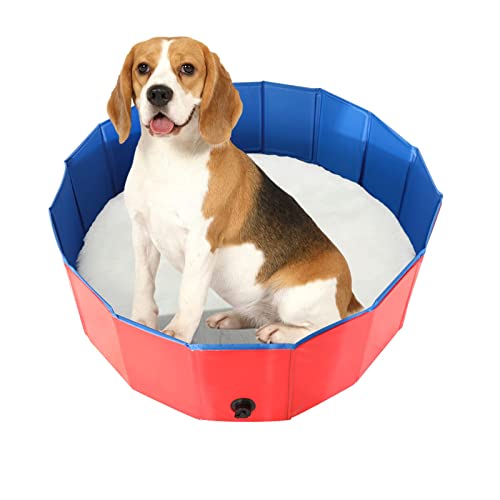 Potlimepan Portable Pet Whelping Pool,Foldable PVC Collapsible Bathing Tub for Dogs Cats and Kids,Durable Leakproof Whelping Pool for Indoor Outdoor Use (32inch Dia.x8inch H)