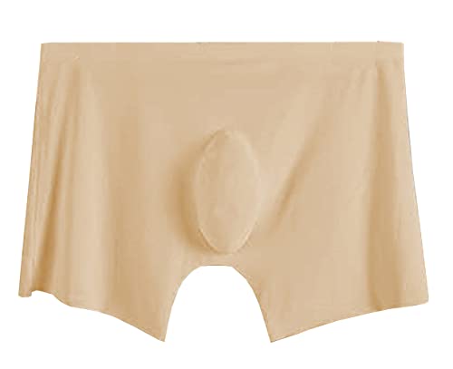 YATEEN Men's Traceless Underwear Ice Silk Boxer Brief Khaki