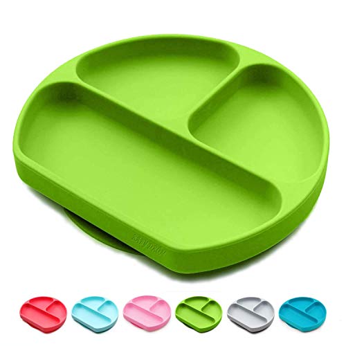 Suction Plates for Baby, Toddler Self-Feeding Suction Plate, Divided Silicone Dish for Weaning Babies, BPA-Free, Microwave, Dishwasher & Oven Safe  Infant Feeding Bowls