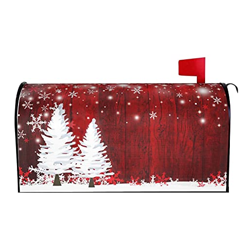 Merry Christmas Mailbox Covers Magnetic 21" X 18" Winter Snowflake Tree Mailbox Cover Standard Size Mailbox Wraps Post Letter Box Covers Garden Decorations Outdoor