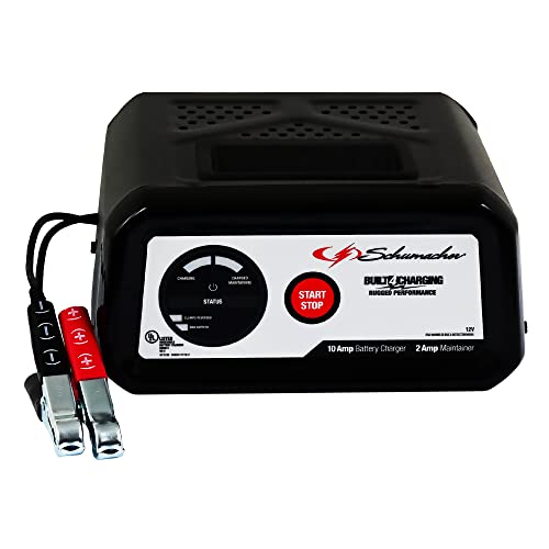Schumacher SC1282 Fully Automatic Battery Charger and Maintainer - 10 Amp/2 Amp 12V - For Automotive, Marine, and Power Sport Batteries, Black