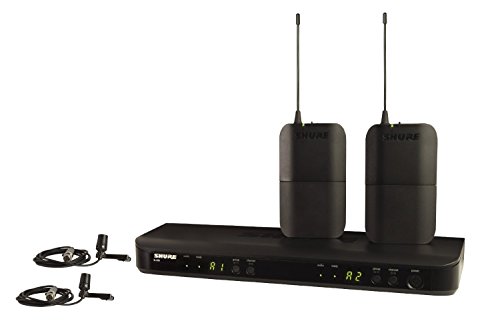 Shure BLX188/CVL Wireless Microphone System for Two Presenters with BLX88 Dual Channel Receiver, 2X BLX1 Bodypacks and 2X CVL Centraverse Lavalier Condenser Mics - H10 Band