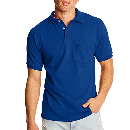 Hanes Men's Short-Sleeve Jersey Pocket Polo (Pack of 2), Deep Royal, 4X-Large