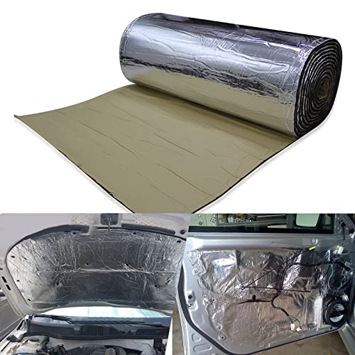 LINGDA 21.53 SqFT 10mm Heat Shield Thermal Sound Insulation Proofing Deadener Mat Car Noise Control Acoustic Dampening Moistureproof Waterproof (40"X80")