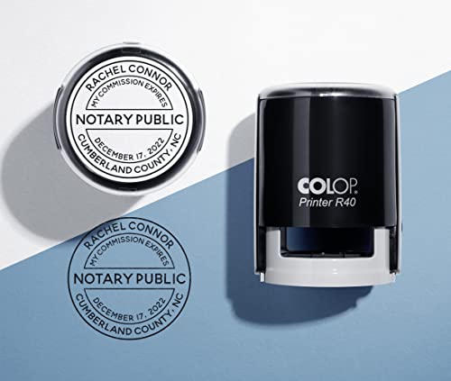 Round Notary Stamp for All 50 States - North Carolina Notary Self Inking Stamp - Top Brand Unit with Bottom Locking Cover for Longer Lasting Stamp