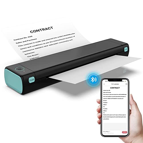 Portable Bluetooth Wireless Thermal Mobile-Printer - Compact Inkless Printer for Travel, Support Phone & Laptop, Small Printers for Home Use Vehicles Office School Tattoo Stencils(8.26"x 11.69")