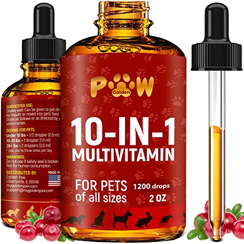 10 In 1 Cat & Dog Multivitamin - Hip & Joint Vitamins For Dogs + Vitamins C, D, B1-12 - Cranberry Supplement For Dogs & Cat Vitamins - Bladder, Kidney, Skin, Joint Support - Glucosamine Dog Supplement