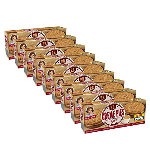 Little Debbie Peanut Butter Creme Pies, 9 Big Pack Boxes, 54 Individually Wrapped Sandwich Cookies