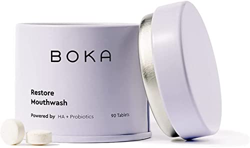 Boka Travel Size Mouthwash Tablets - Hydroxyapatite, Fluoride Free, Alcohol Free & Eco-Friendly - Chewable Tablet to Freshen & Kill Bad Breath Quickly, Remineralize Teeth Cleansing - 90 Pack