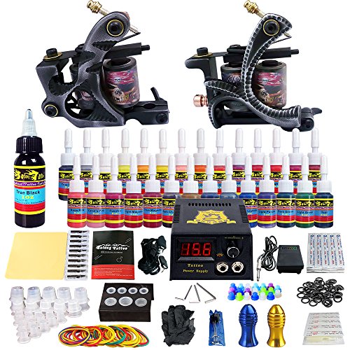 Solong Tattoo Kit for Beginners Tattoo Gun Kit 2 Pro Machine Tattoo Machine Kit Complete Tattoo Kit 28 Inks TK224