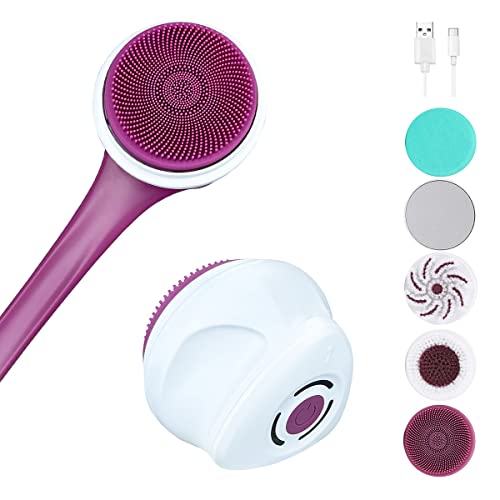 JTSea Electric Body Brush Facial Cleansing Brush Rechargeable Back Washer for Shower Long Handle Exfoliating Ratating Scrubber for Shower Bathing Cleaner Wash Deep Cleaning, Perfect for Women & Men