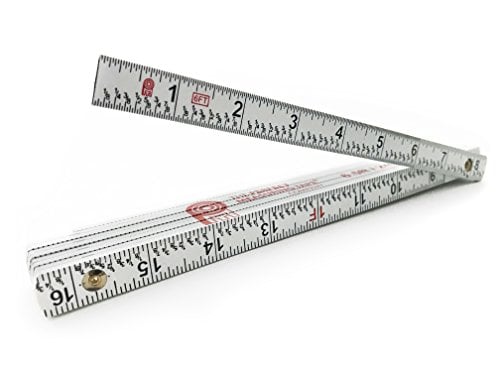 Perfect Measuring Tape Co. FR-72 Carpenter's Folding Rule Lightweight Composite Construction Ruler with Easy-Read Inch Fractions - 6.5ft / 2m