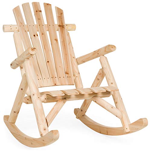 Best Choice Products Wooden Rocking Chair Outdoor Wood Rocker Adirondack Lounger Accent Furniture for Yard, Patio, Garden w/Natural Finish