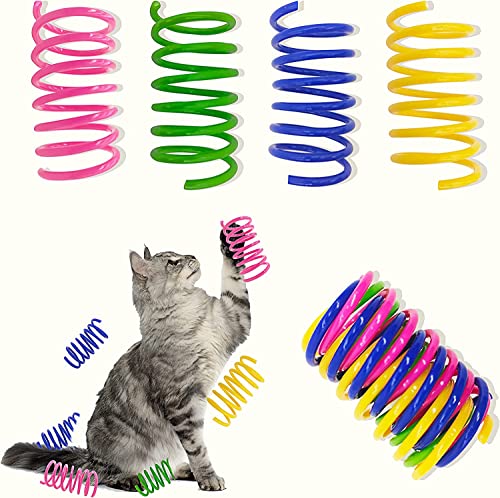 AGYM Cat Spring Toys, 30 Pack Cat Spiral Springs for Indoor Cats, Colorful & Durable Plastic Spring Coils Attract Cats to Swat, Bite, Hunt, Interactive Toys for Cats and Kittens