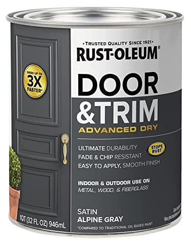 Rust-Oleum 369387 Advanced Dry Door & Trim Paint, Quart, Satin Alpine Gray