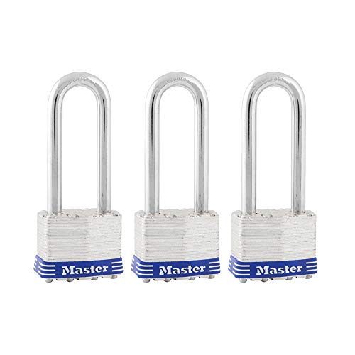 Master Lock 1TRILJ Outdoor Padlock with Key, 3 Pack Keyed-Alike,Silver
