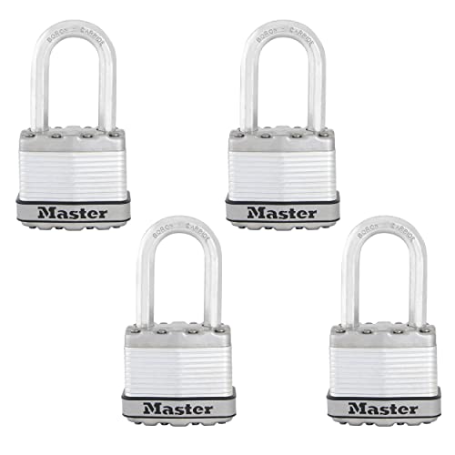 Master Lock M1XQLF Magnum Heavy Duty Outdoor Padlock with Key, 4 Pack Keyed-Alike