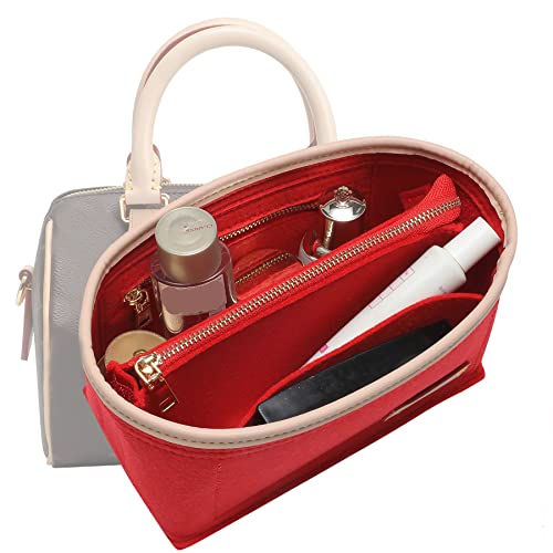KESOIL LV Speedy 20 LV Alma BB Felt Organizer Insert, Purse Organizer Insert for Handbags with Zipper Pocket and Bag in Bag (Red, Small)