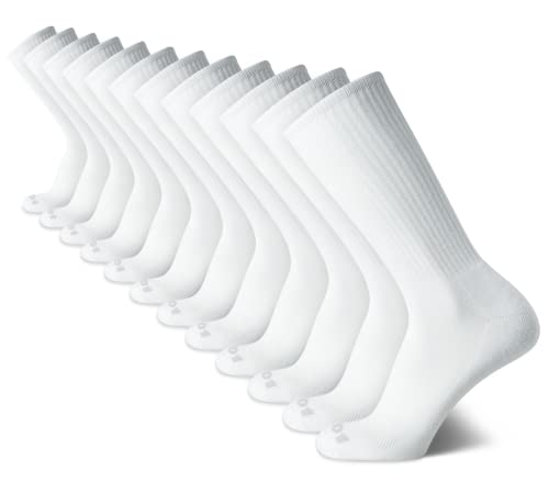 AND1 Men's Athletic Arch Compression Cushion Comfort Crew Socks (12 Pack), Size 6-12.5, White
