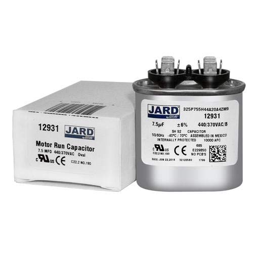 7.5 uF x 370 or 440 VAC Oval Run Capacitor by JARD # 12931