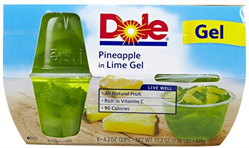 Dole Fruit Bowls, Pineapple in Lime Gel, 4.3 oz, 4 ct