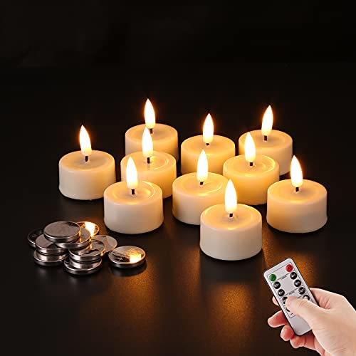 Eywamage Flameless Tealights with Remote Batteries Included, Bright Realistic LED Votive Candles Flickering Real Wax D 1.6"