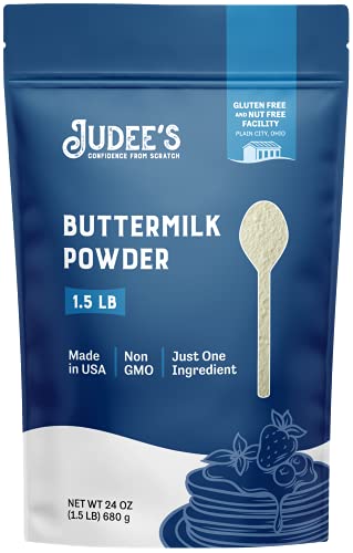 Judees Buttermilk Powder 1.5 lb (24oz) - 100% Non-GMO, Gluten-Free and Nut-Free - Perfect for Pancakes, Fried Chicken and Cornbread - Made in USA - Use in Baking or Cooking - Make Liquid Buttermilk