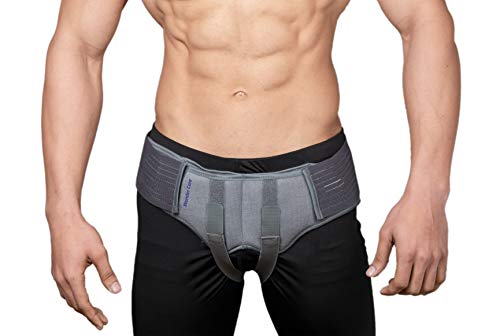 Wonder Care- Grey Inguinal Hernia Support Truss brace for Single/Double Inguinal or Sports Hernia with Two Removable Compression Pads & Adjustable Groin Straps Surgery & injury Recovery belt- Small