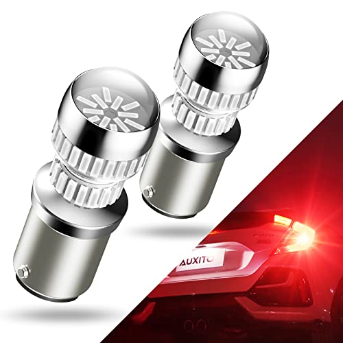 AUXITO Upgraded 1157 2357 LED Bulb Red for Tail Lights Brake Lights 400% Super Bright 2057 2357 7528 BAY15D LED Bulbs with Projector for Tail Stop Brake Signal Running Lights, Brilliant Red, Pack of 2