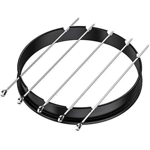 only fire Rotisserie Ring with Kabob Skewer Set for Weber 22 1/2 Inch Kettle and Other Similar Kettle Charcoal Grills
