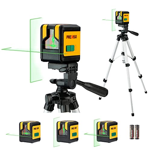 PREXISO Laser Level with Tripod, 65Ft Dual Modules Self Leveling Cross Line Laser Level, Green Line leveler Tool for Floor Tile, Home Renovation, Construction with 26in Tripod, 2 AA Batteries