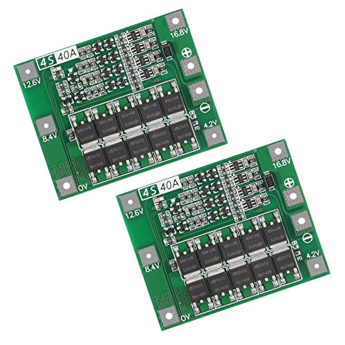 2Pack Enhanced 4S 40A 16.8V Li-ion Lithium Battery Protection Board PCB BMS Charger Protection Circuit Balance Charging Module for Drill Motor Motorcycle Battery (4S 40A)