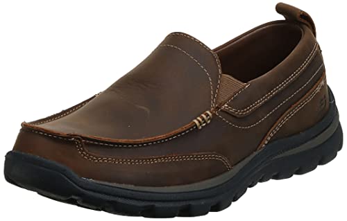 Skechers mens Superior Gains Loafer, Dark Brown, 10.5 US