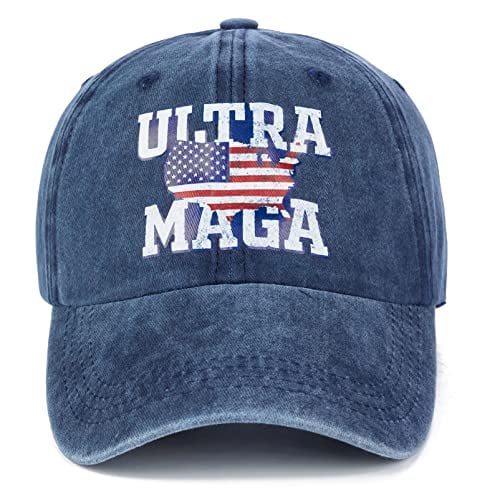 High End Ultra MAGA Hat American Flag Baseball Cap 2024 Trump Trucker Hat for Women Men Distressed Blue, X-Small-3X-Large