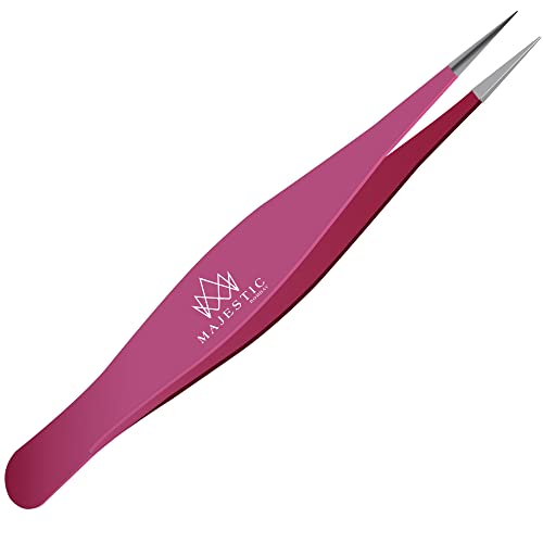 Majestic Bombay Fine Point Tweezers for Women and Men  Splinter Ticks, Facial, Brow and Ingrown Hair RemovalSharp, Needle Nose, Surgical Tweezers Precision Pluckers best tweezers for chin hair