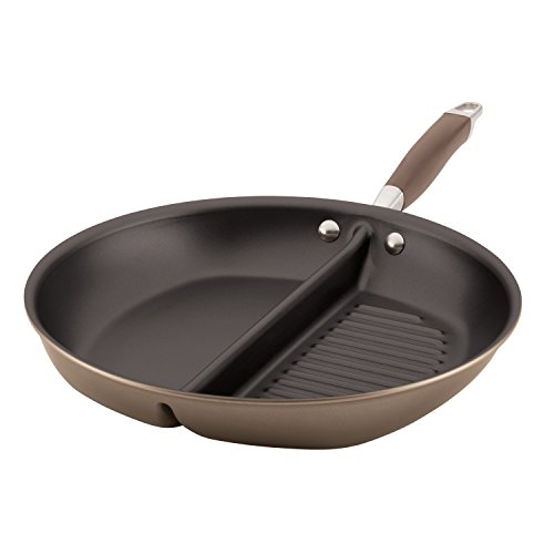 Anolon Advanced Hard Anodized Nonstick Divided Grill / Griddle Pan / Skillet - 12.5 Inch, Bronze,84122