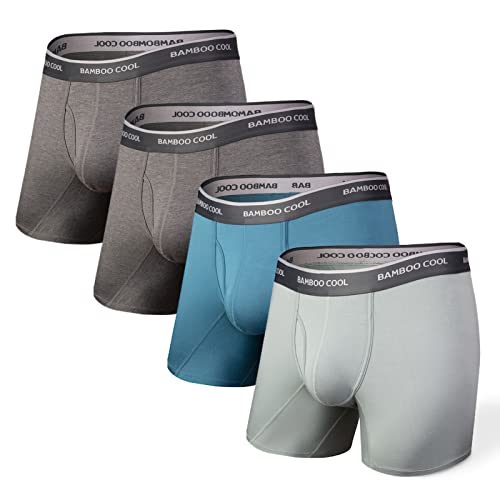BAMBOO COOL Men's Underwear Boxer Briefs Soft Breathable Moisture Wicking Underwear Bamboo Viscose Performance 4 Pack