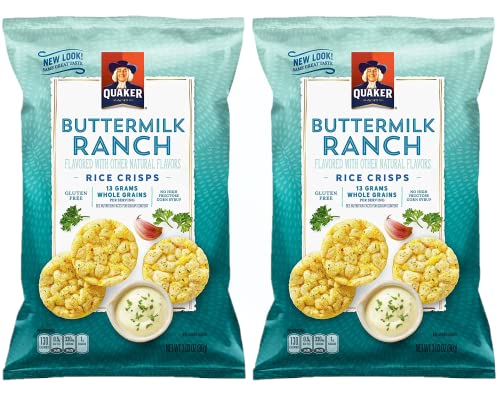 Quaker Rice Crisps, Buttermilk Ranch, 3.03oz Bags, Pack of 2