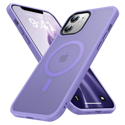 Maozis Magnetic for iPhone 12 Case/iPhone 12 Pro Case, [Compatible with Magsafe] [Military Grade Drop Protection] Protective Shockproof Translucent Slim Phone Case for iPhone 12/12 Pro, Light Purple