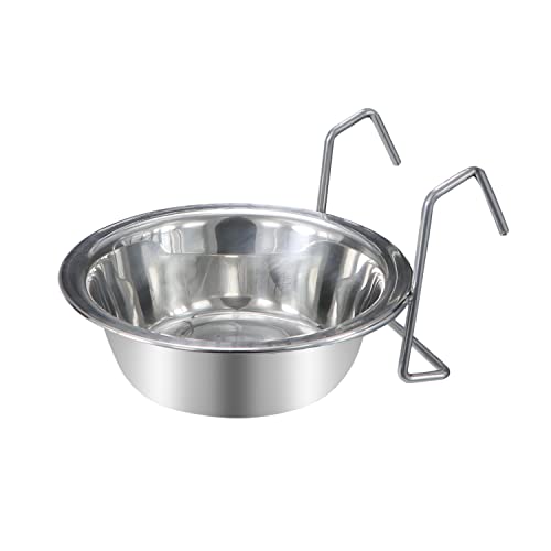 Wontee Pet Bowl Stainless Steel Hanging Food Water Bowls Bird Cage Feeder for Birds, Parrots, Small Sized Dogs and Cats (S)