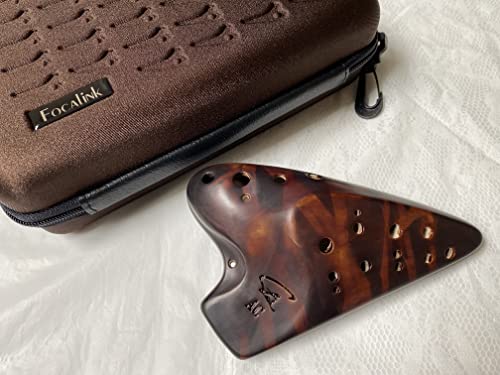 Focalink Double Chamber Alto C Ceramic Ocarina - Authenticity Proved by Engraved Identification Code on Each Piece! Linn's Arts Exclusive! W/Exclusive Hard-shell Case (Alto C W/Case)