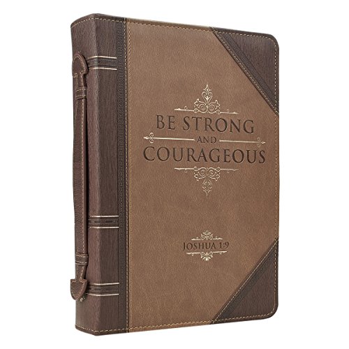 Antique Book"Be Strong & Courageous" Bible/Book Cover - Joshua 1:9 (Large) [Imitation Leather] Christian Art Gifts