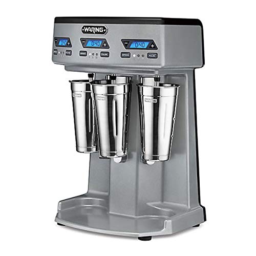 Waring Commercial WDM360TX Heavy-Duty Triple Spindle Drink Mixer, Each Spindle Has Independent 1hp Motor, with Countdown Timer, Digital Display, Automatic Start/Stop, 120V, 5-15 Phase Plug