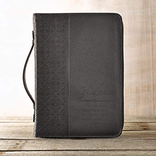 Christian Art Gifts Men's Classic Bible Cover Guidance Proverbs 3:6, Black Faux Leather, Large