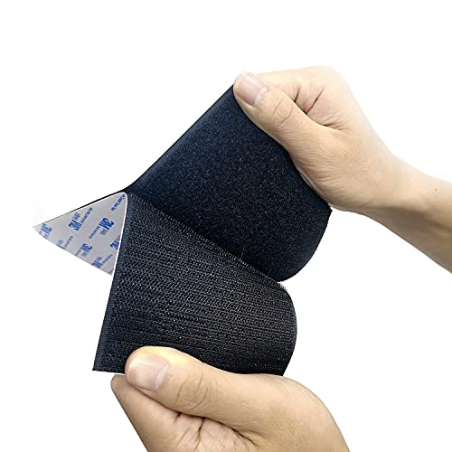 6pair Hook and Loop Tape 4in x 8in self Adhesive Sticky Back Interlocking Nylon Fabric Fastener Heavy Duty Adhesion Strip Tape reclosable Black